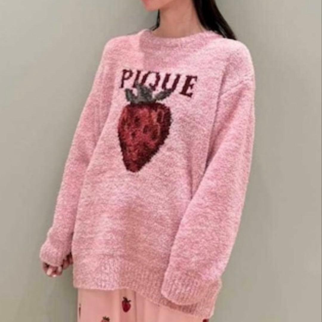★新品 ジェラートピケ メランジストロベリージャガードプルオーバー ピンク