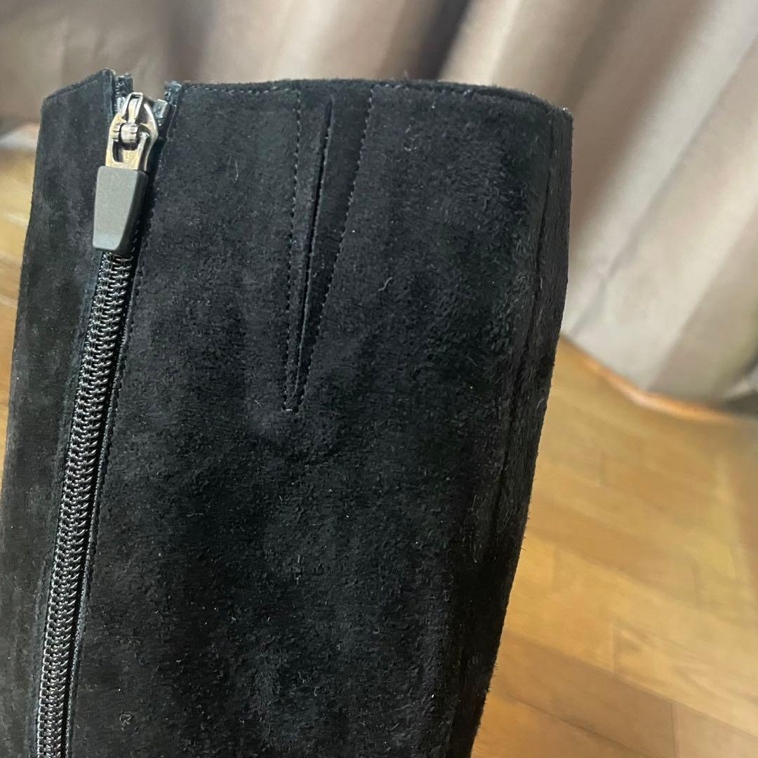 値下げ　ブラックスエードロングブーツ24cm 吉祥寺　うさぎや
