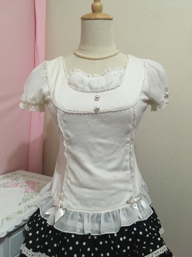 アンプリ　初期　Little Girlシフォンカットソー　白　ロリィタ　甘ロリ